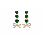 Emerald Heart Drop Bow Earrings