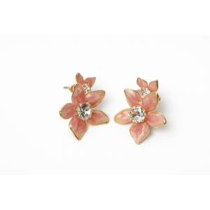 Peach Blossom Floral Stud Earrings