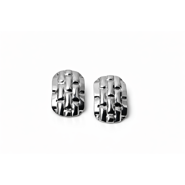 Woven Silver Stud Earrings 4