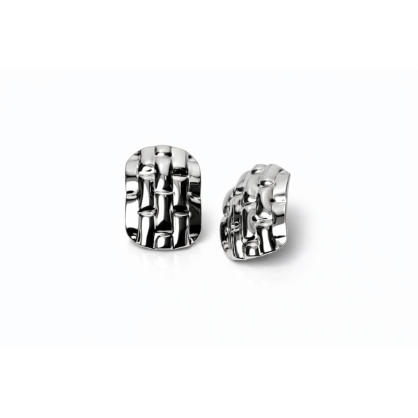 Woven Silver Stud Earrings 2
