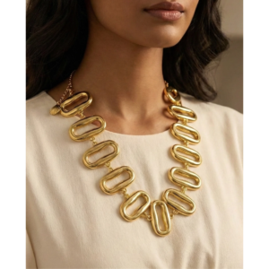 Geometric Shell Link Chain Necklace