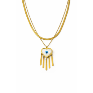 Layered Evil Eye Snake Chain Necklace