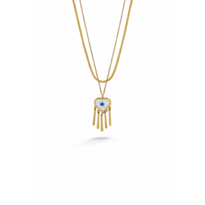 Layered Evil Eye Snake Chain Necklace