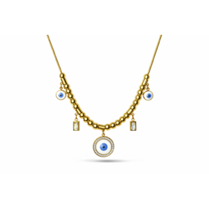 Triple Evil Eye Charm Chain Necklace