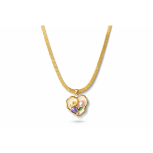 Floral Pearl Charm Snake Chain Necklace