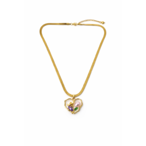 Floral Pearl Charm Snake Chain Necklace