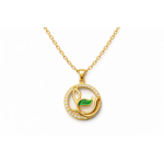 Round Leaf CZ Pendant Necklace