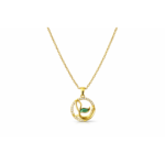 Round Leaf CZ Pendant Necklace