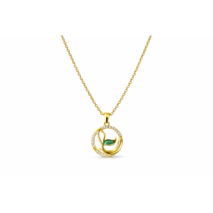 Round Leaf CZ Pendant Necklace