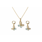Aqua Butterfly Crystal Necklace Set
