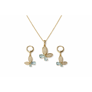 Aqua Butterfly Crystal Necklace Set