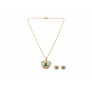 Emerald Green Butterfly Crystal Necklace Set