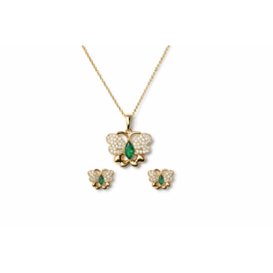 Emerald Green Butterfly Crystal Necklace Set