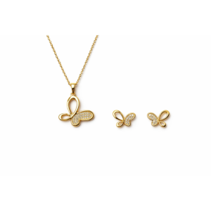 Golden Butterfly Crystal Necklace Set