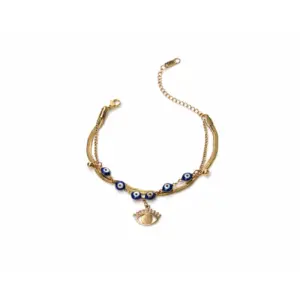 Rose Gold Evil Eye Layered Bracelet