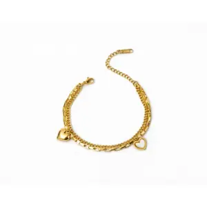 Dual Heart Enamel Charm Bracelet