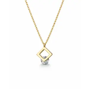 Geometric Square Crystal Pendant Necklace