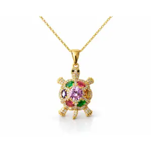 Rainbow Turtle Pendant Necklace
