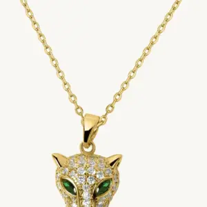 Emerald Panther Pendant Necklace