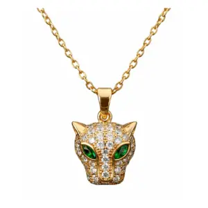 Emerald Panther Pendant Necklace