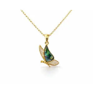 Emerald Butterfly Pendant Necklace