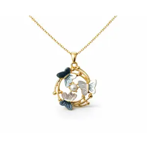 Butterfly Pearl Charm Necklace