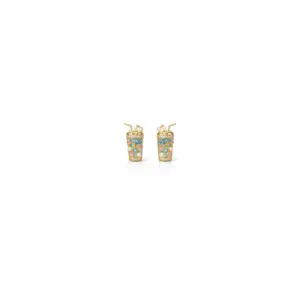 Sapphire Glass Pearl Stud Earrings