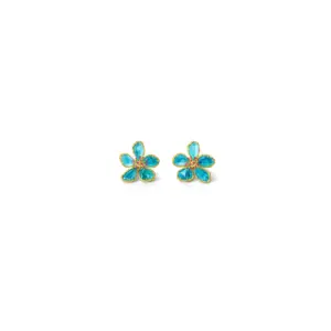 Aqua Floral Cluster Stud Earrings