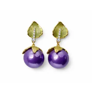Leaf Enamel Drop Earrings