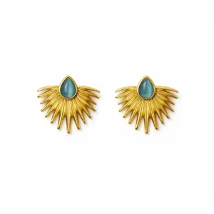 Aqua Drop Stud Earrings