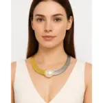 Dual Tone Pearl Hairline Necklace