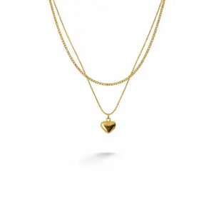 Layered Heart Charm Pendant Necklace