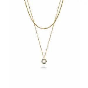 Minimal Stone Charm Layered Necklace