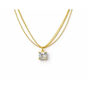 Triple Layer Square Pendant Necklace
