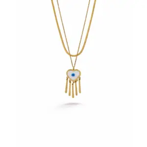 Layered Evil Eye Snake Chain Necklace