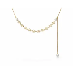 Asymmetric Pearl Cascade Charm Necklace