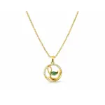 Round Leaf CZ Pendant Necklace
