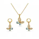 Aqua Butterfly Crystal Necklace Set