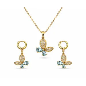 Aqua Butterfly Crystal Necklace Set