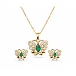 Emerald Green Butterfly Crystal Necklace Set