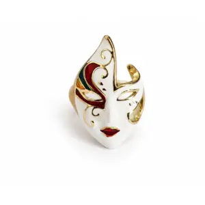 Carnival Face Enamel Adjustable Ring